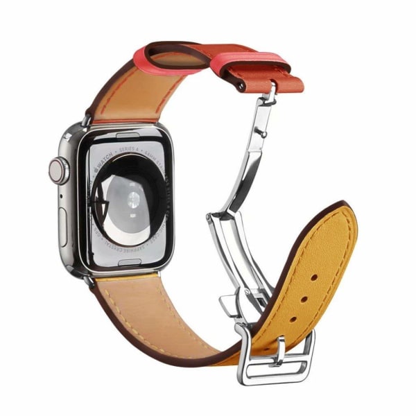 äkta läder silver spänne klockarmband för Apple Watch Series 6 / 5 40mm - Amber / orange multifärg