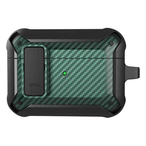 Etui i kulfiber med spænde til AirPods Pro 2 - Sort / Grøn Green