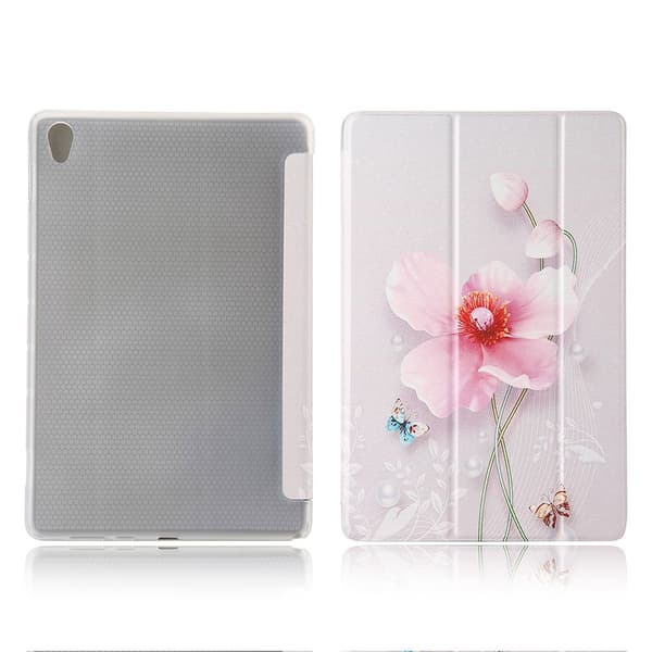 Huawei MediaPad M6 10.8 tri-fold mönster läder flip fodral - blomma Silvergrå