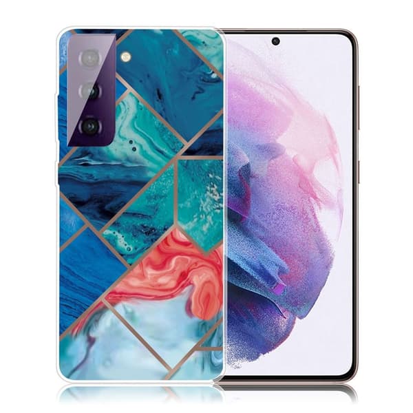 Marble Samsung Galaxy S21 FE Etui - Blue og Orange Marmorkugle Blue