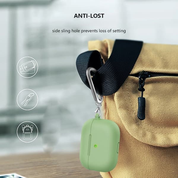 AirPods silikonetui med karabinkrok - Mintgrønn Green