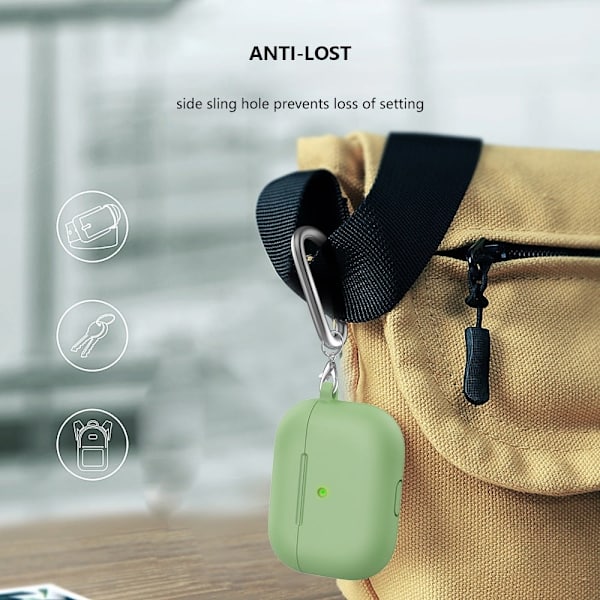 AirPods silikonfodral med karbinhake - Mintgrön Grön