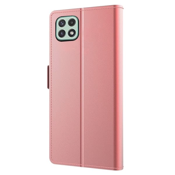 Phone Etui med Make-up Mirror og Slick Design til Samsung Galaxy A22 5G - Rose Gull Pink