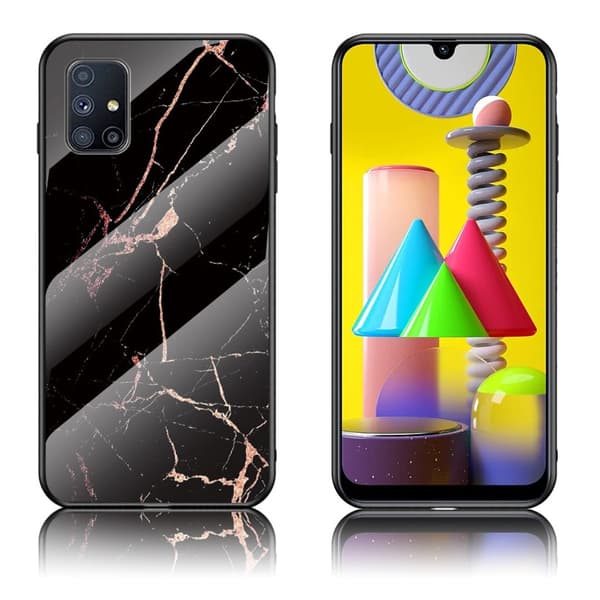 Fantasy Marble Samsung Galaxy M31s Cover - Gold Sort Marmorkugle Black