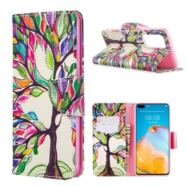 Wonderland Huawei P40 flip kotelot - Maalaus Multicolor