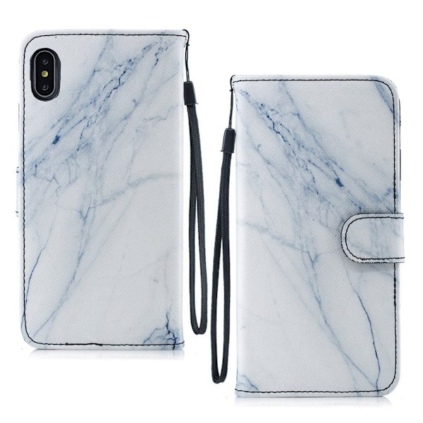 iPhone Xs Max Synteetti nahkainen kuviollinen taivutettava lompakko suojakotelo - Marmori Multicolor