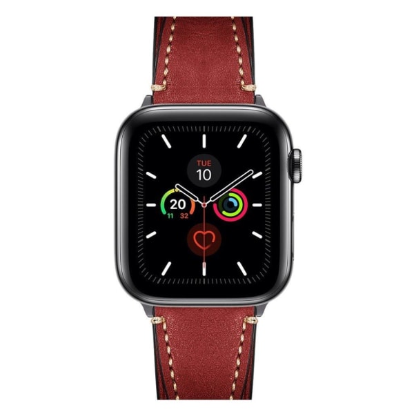 Apple Watch Series 5 / 4 44mm urrem i ægte læder - Rødvin Red