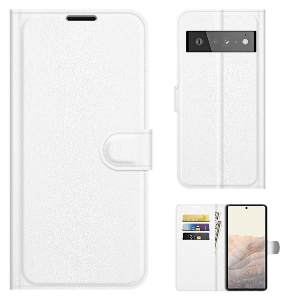 Klassisk Google Pixel 6 Pro flip etui - Hvid White