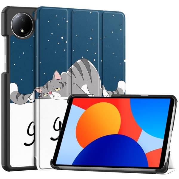 Xiaomi Redmi Pad SE stander etui Pattern Print Leather Tablet Cover - Kat Blue