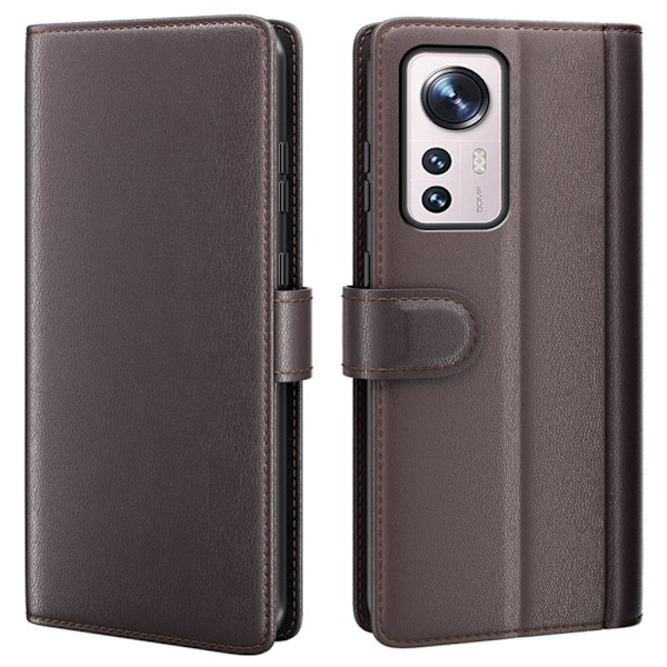 Äkta läder Xiaomi 12S / Xiaomi 12X / Xiaomi 12 fodral med korthållare Brun