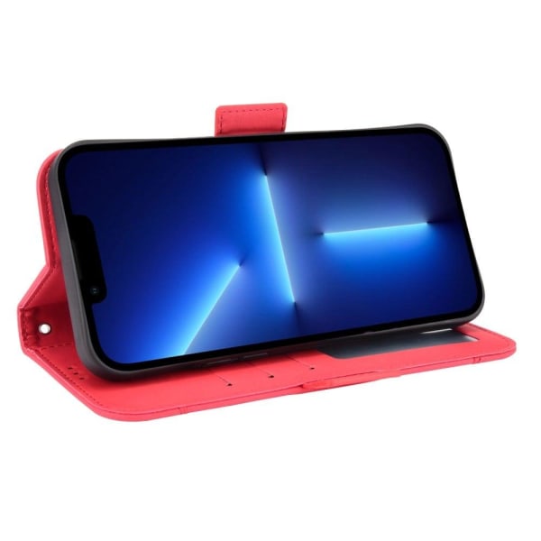 Modernt iPhone 14 fodral med plånbok - Röd Röd