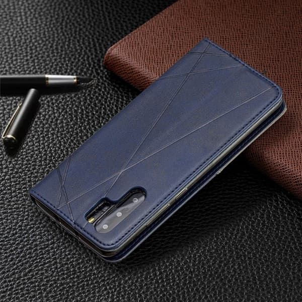 Geometriskt mönster Läderfodral med korthållare för Huawei P30 Pro - Blå Blå