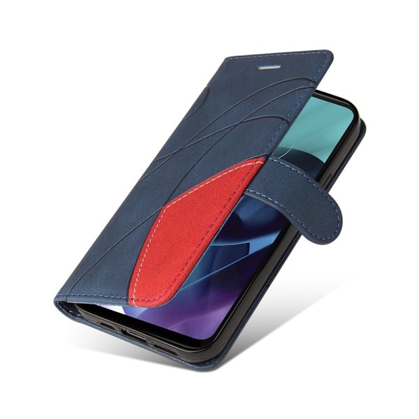 Teksturoitu nahkakotelo hihnalla Motorola Moto G71 5G - Sininen Blue