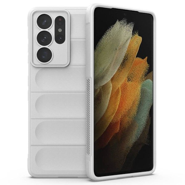 Mjukt greppformat Samsung Galaxy S21 Ultra 5G skal - Vit Vit