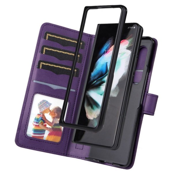 10-slot Lompakko Suojakotelo For Samsung Galaxy Z Fold3 5G - Violetti Purple