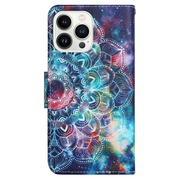 Wonderland iPhone 14 Pro Max Läppäkotelo - Starry Sky / Mandala Multicolor