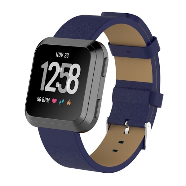 Fitbit Versa Pinnoitettu Naudan Nahka Vaihdettava Kellon Ranneke - Tumman Sininen Blue
