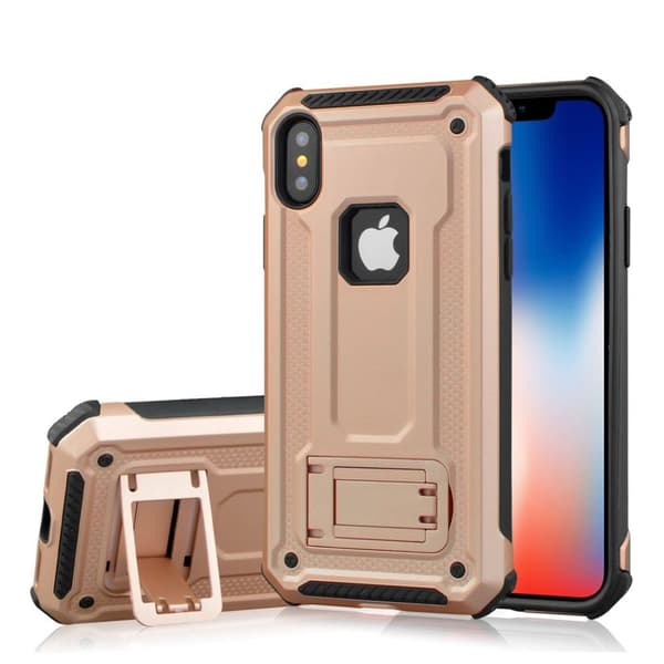 iPhone Xs Max beskyttelses deksel av plast og TPU - Rose Gull Multicolor