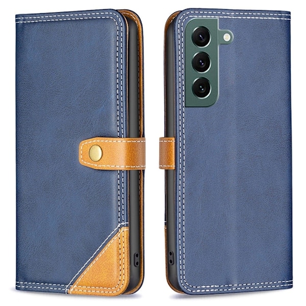 BINFEN kaksivärinen nahkakotelo Samsung Galaxy S22 Plus - Sininen Blue