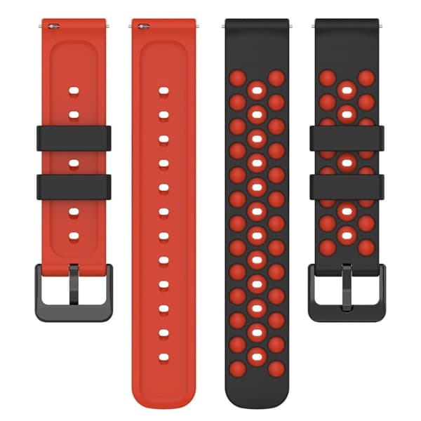 20mm universaali silikoninen kellonhihna - Musta / Punainen Red