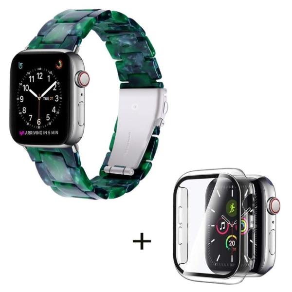 Apple Watch SE 2022 (40mm) klockarmband med 3 pärlor i resin och genomskinligt hölje - Matt Grön Grön
