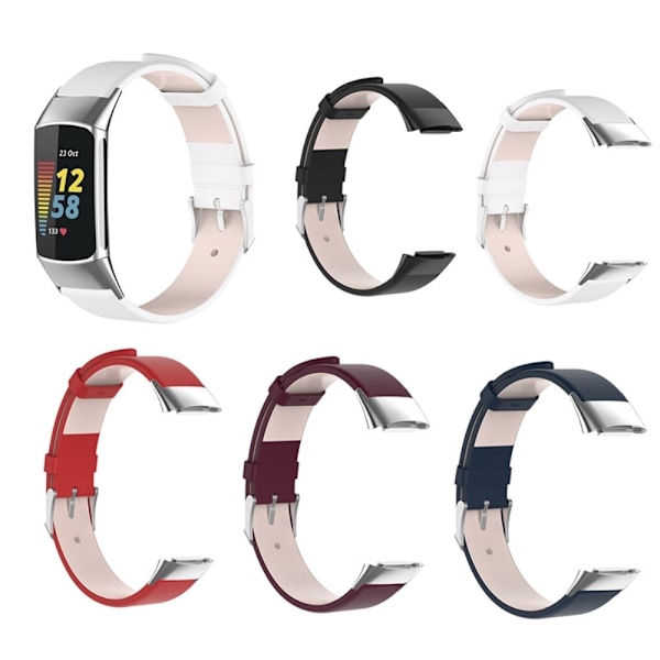 Fitbit Charge 5 klockarmband i äkta läder - Vit Vit