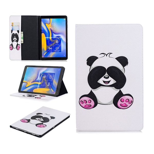 Samsung Galaxy Tab A 10.5 kuviollinen seisova mallinen synteetti nahkainen suojakotelo missä kortti paikat - Söpö Panda Multicolor