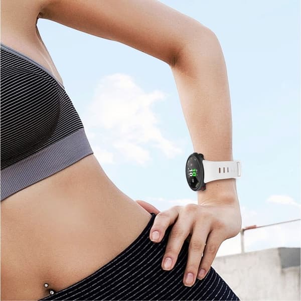 Garmin Forerunner 45S klockarmband med silverspänne i silikon - Vit Vit