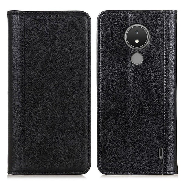 Aito nahkakotelo magneettisuljuksella Nokia C21 - Musta Black