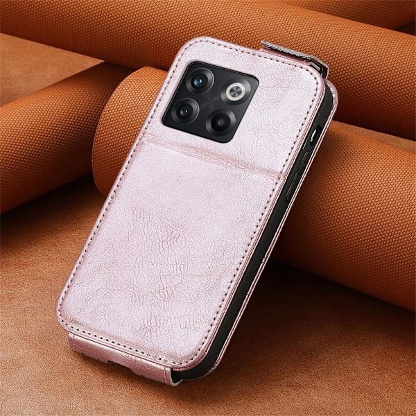 Vertical Flip Phone Suojakotelo With Zipper For OnePlus 10T / Ace Pro - Ruusukulta Pink
