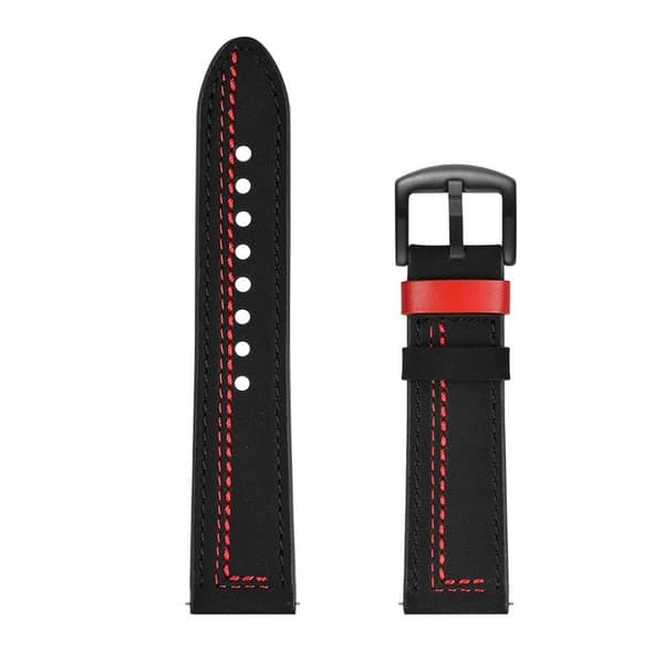 Samsung Galaxy Watch Active stitches ægte læder Urrem - Sort Black