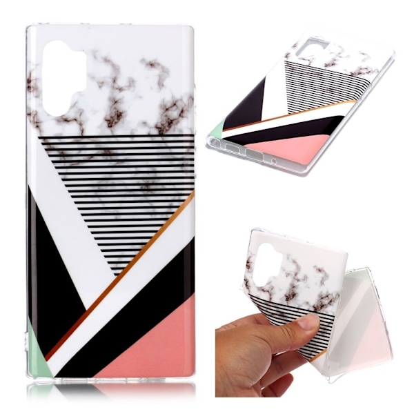 Marble Samsung Galaxy Note 10 Pro cover - Rose / hvid / sort marmor Multicolor
