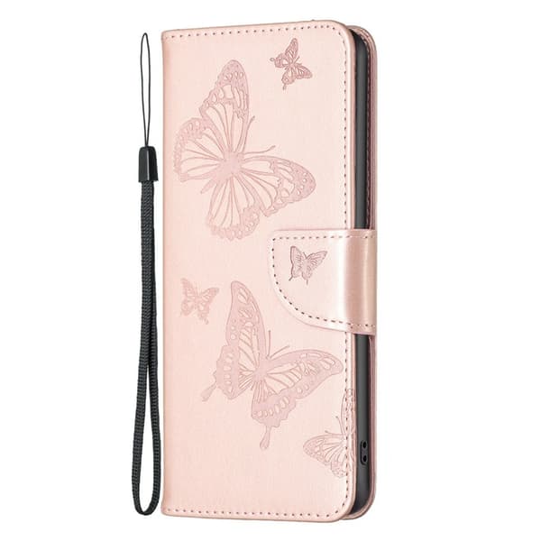 Butterfly iPhone 14 Plus skinnveske - Rose Gull Pink
