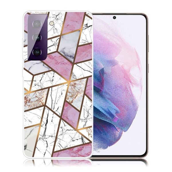marmor Samsung Galaxy S21 Plus etui - Rose / hvid / grå marmor Multicolor