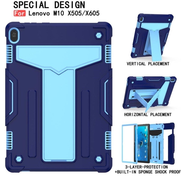 Lenovo Tab M10 silicone hybrid case - Blue / Dark Blue Blå