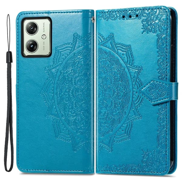 Mandala läder Motorola Moto G54 fodral - Blå Blå