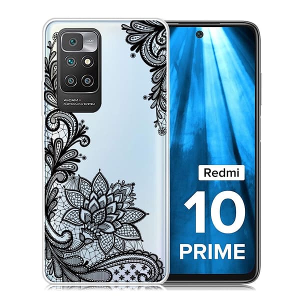 Marble Xiaomi Redmi 10 Prime / Redmi 10 Etui - Lace Blomst Black