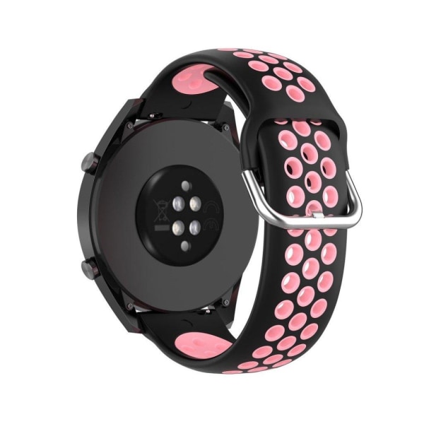 Kaksivärinen silikoninen ranneke Samsung Watch / Huawei Watch - Musta / Pinkki Pink