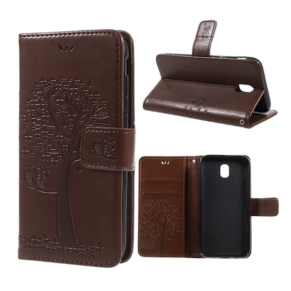 Samsung Galaxy J3 (2017)  Smuk læder etui med tryk - Brun Brown