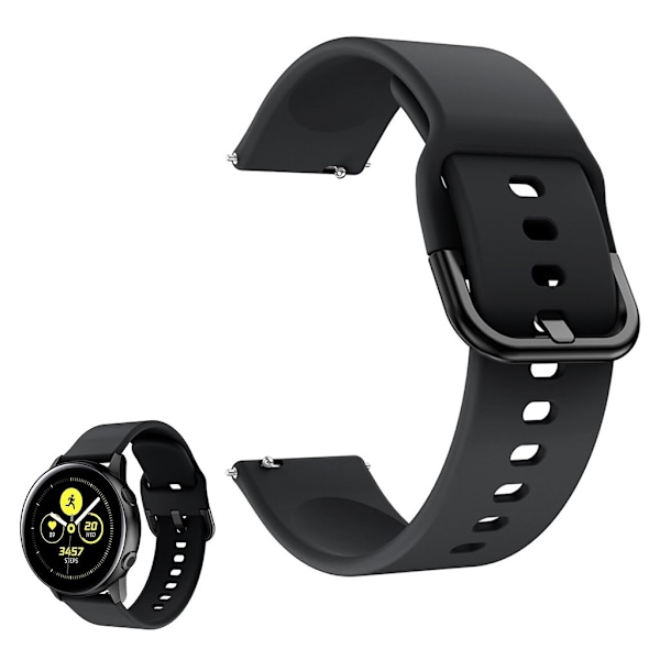 Universal smooth silicone watch band - Black Svart