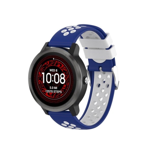 22mm Garmin Vivoactive 3 tofarvet silikone Urrem - Blå / Hvid Hul Blue