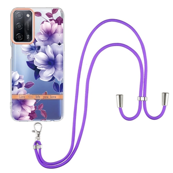 Slim og Holdbart Blødtcover med Snor til Oppo A54s / A55 / A53s 5g / A16 - Hc004 Purple Begonia Purple