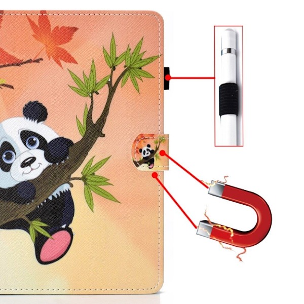 Lenovo Tab M10 coolt mönstrat flipfodral i läder - Panda multifärg