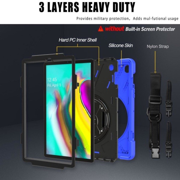 Samsung Galaxy Tab S5e 360 degree X-Shape silicone combo case - Blå