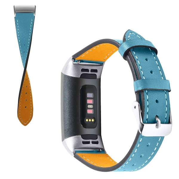 Fitbit Charge 4 / 3 urrem i ægte læder - Blå Blue