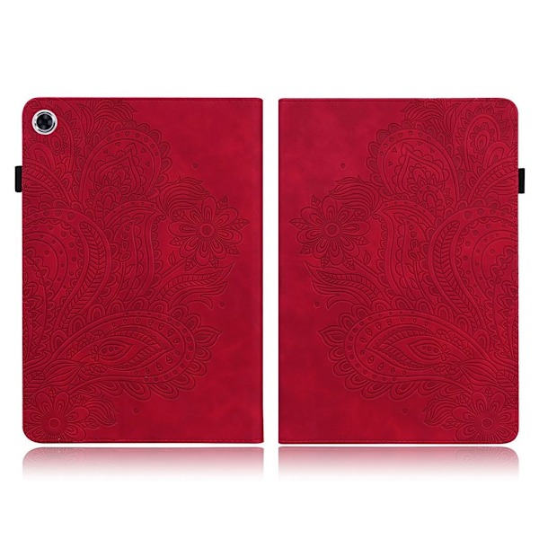 Imprinted Flower Læder Etui til Lenovo Tab M10 FHD Plus - Rød Red