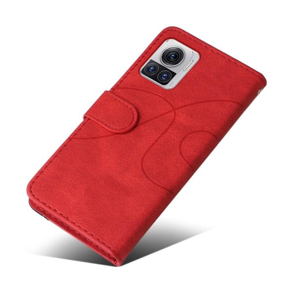 Tekstureret Motorola Edge 30 Ultra læderetui med rem - Rød Red