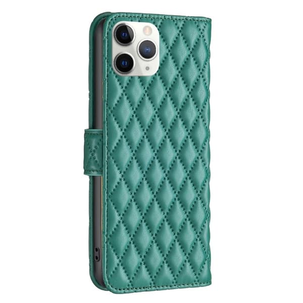 Rombemønster, matt flip-deksel for iPhone 11 Pro Max - Grønn Green
