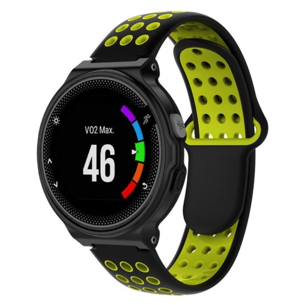 26mm Garmin Forerunner 735XT / 220 / 230 / 235 / 620 / 630 tofarvet silikone Urrem - Sort / Flourescent Grøn Green