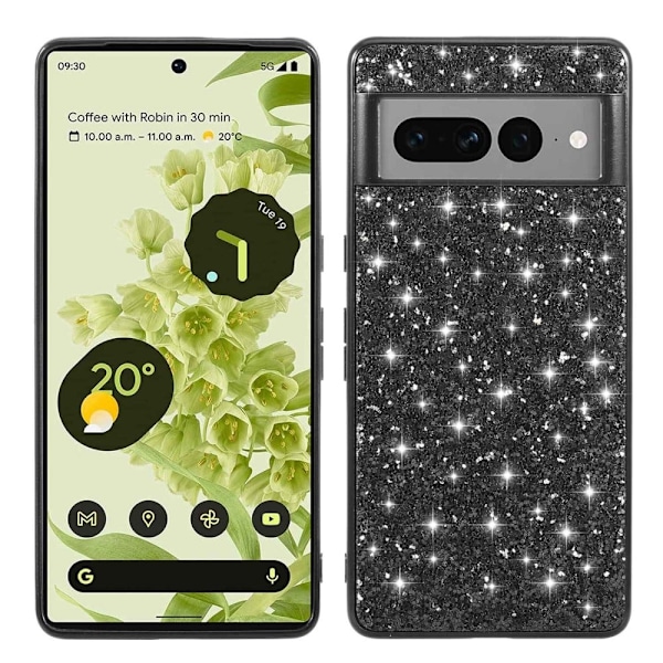Glitter Google Pixel 7 Pro skal - Svart Svart